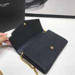 Saint Laurent Uptown Chain Wallet Black For Women 7.4in/19cm YSL 6077881GF0J1000