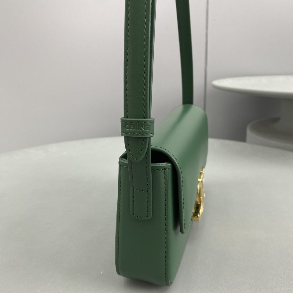 Celine Triomphe Shoulder Bag Green For Women 8in/20cm