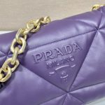 Prada System Nappa Patchwork Shoulder Bag Purple For Women, Women’s Bags 7.5in/19cm