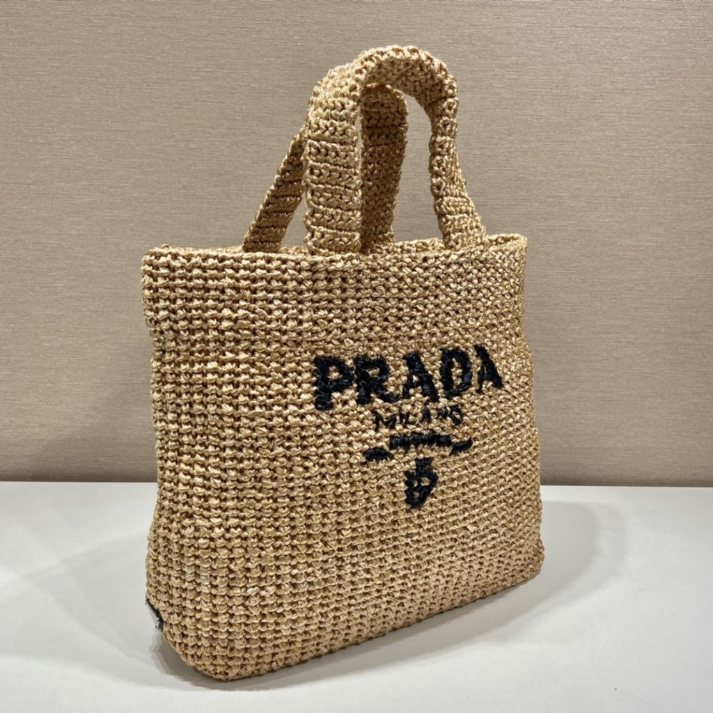 Prada Raffia Tote Bag Beige For Women, Women’s Bags 18.5in/47cm