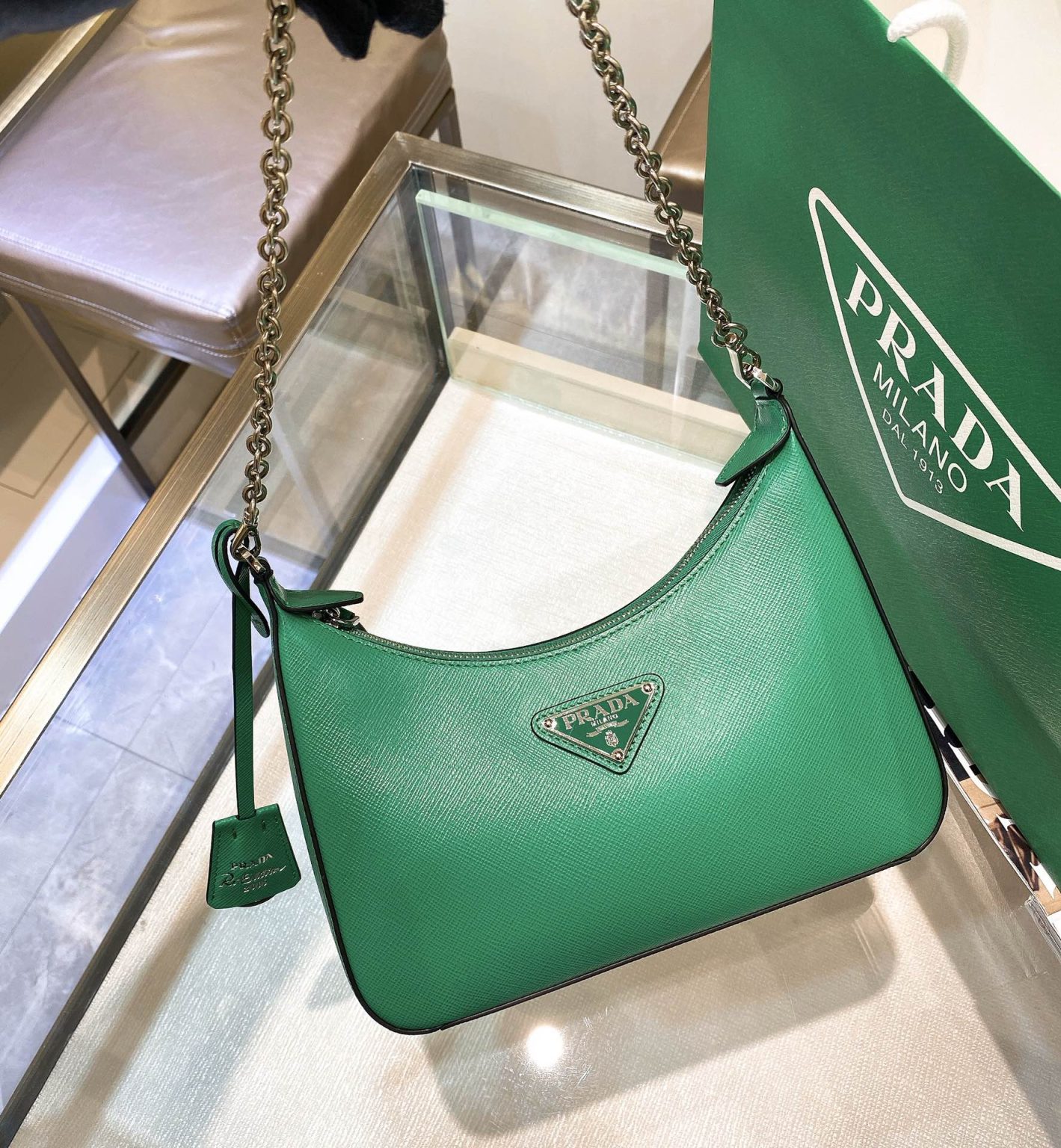 Prada Re-Edition 2005 Re-Nylon Mini Bag Green For Women, Women’s Bags 8.6in/22cm