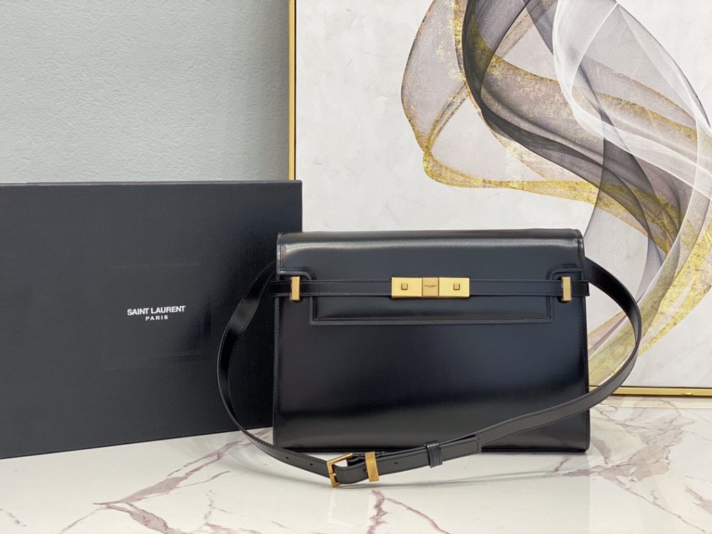 Saint Laurent Manhattan Shoulder Bag In Box Black For Women 11.4in/29cm YSL 5792710SX0W1000