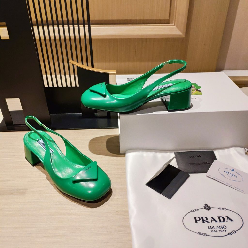 Prada Patent Sling-Back Pumps Dark Green For Women 1.8in/45mm PRD