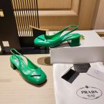 Prada Patent Sling-Back Pumps Dark Green For Women 1.8in/45mm PRD