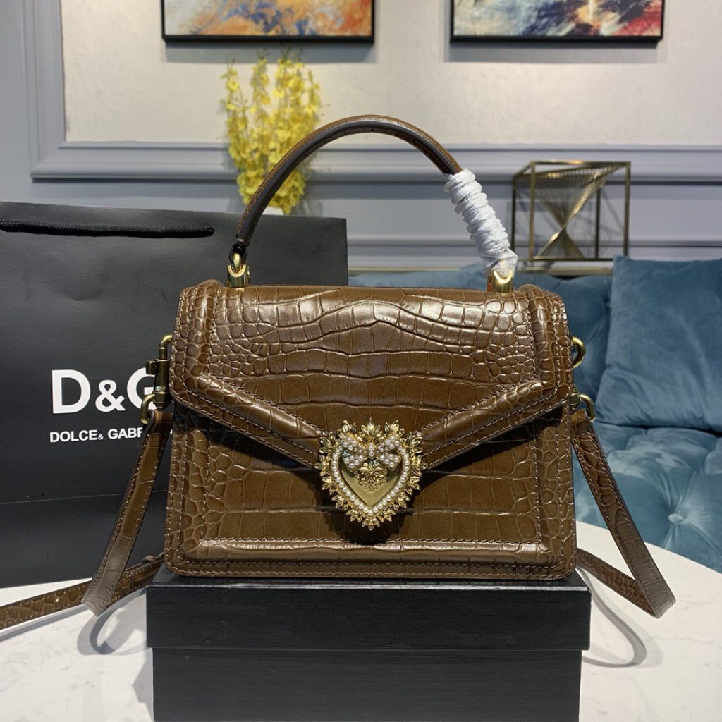 Dolce & Gabbana small Devotion Bag Brown For Women 19cm/ 7.5inches