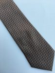 Armani Silk Tie With Geometric Motif Brown Armani Men Tie