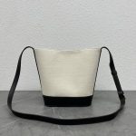 Celine Small Bucket Cuir Triomphe In Textile Natural / Black For Women 9in/22cm