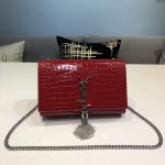 Saint Laurent Kate Small Chain Bag With Tassel In Embossed Burgundy For Women 7.8in/20cm YSL