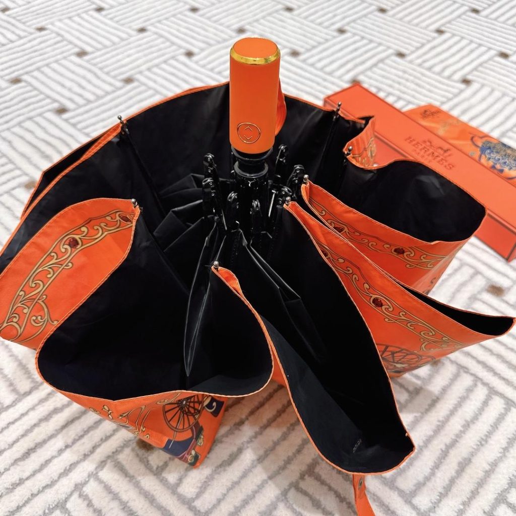 Hermes Automatic Folding Umbrella Orange