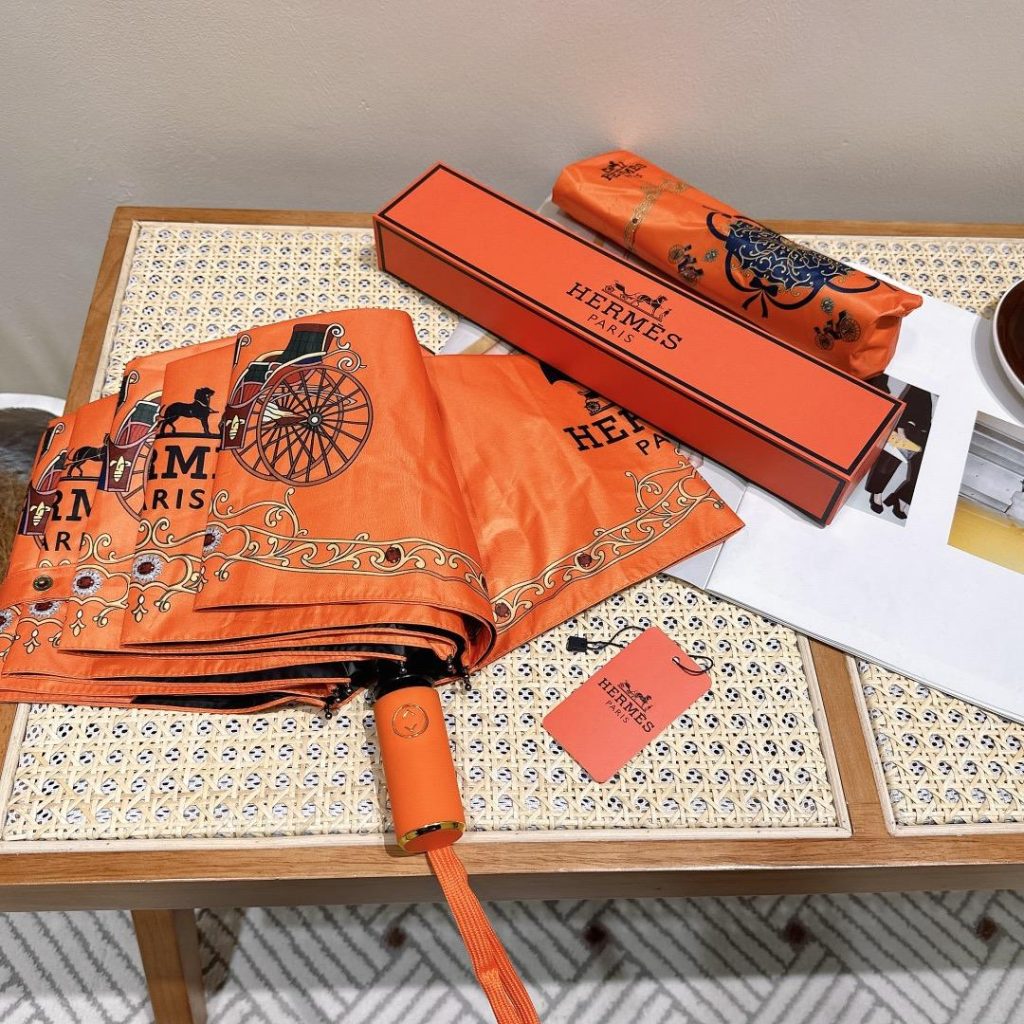 Hermes Automatic Folding Umbrella Orange