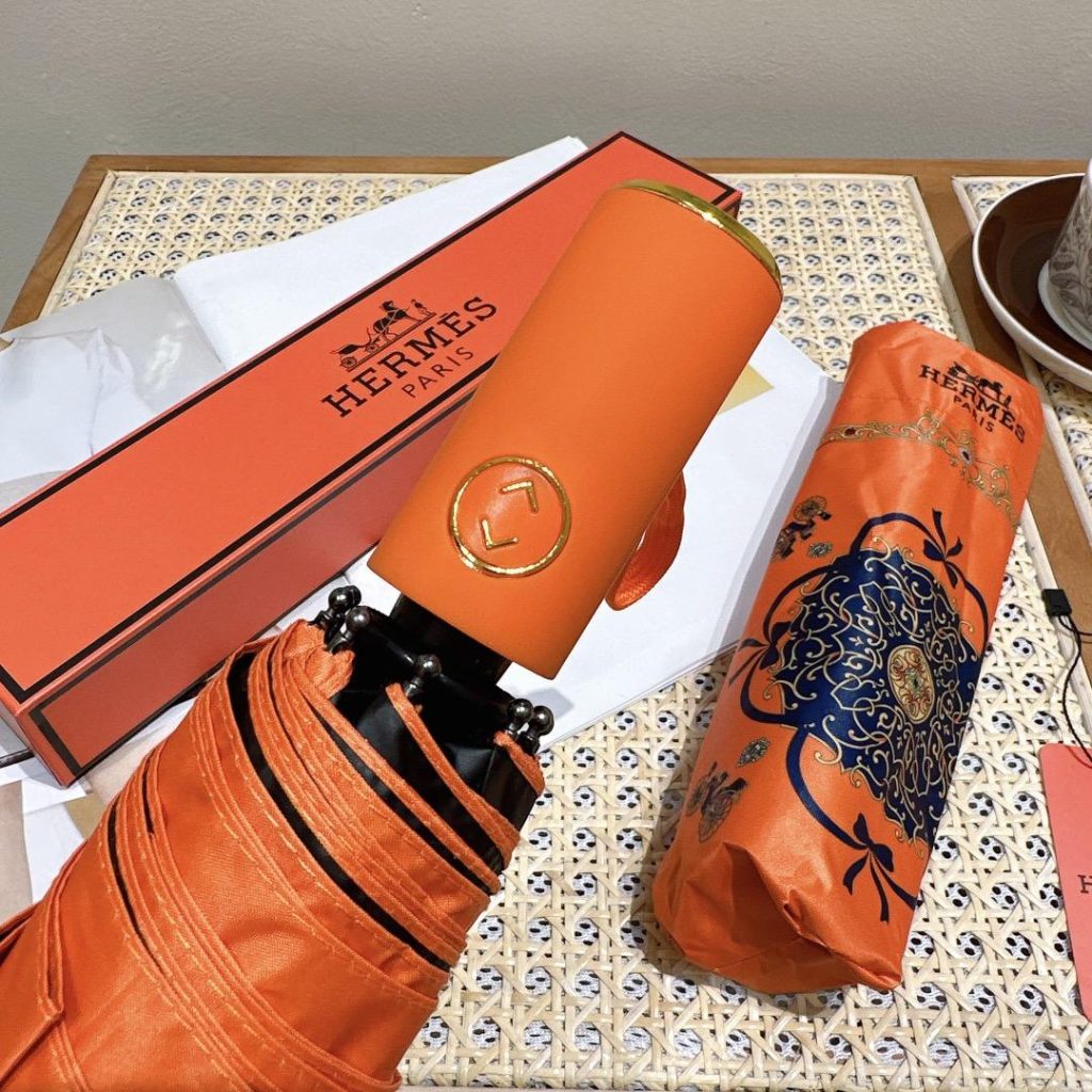 Hermes Automatic Folding Umbrella Orange