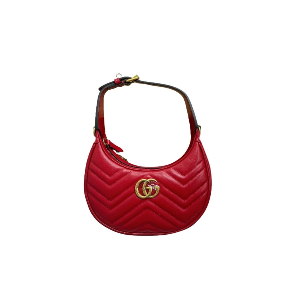 Gucci Marmont Half Moon Shaped Mini Bag Red For Women, Women’s Bags 8.5in/22cm GG