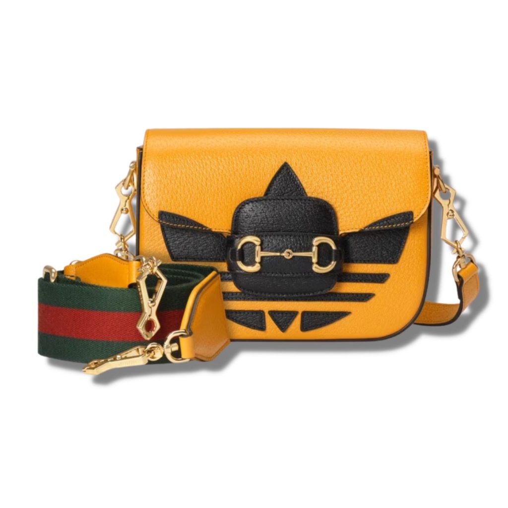 Gucci x Adidas Horsebit 1955 Mini Bag Yellow For Women, Women’s Bags 8.1in/21cm GG 658574 U3ZDG 7775