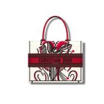 Christian Dior Medium Dior Book Tote Latte Multicolor Cupidon Embroidery, Red/White, For Women Women’s Handbags, 41cm CD M1296ZTQG_M941