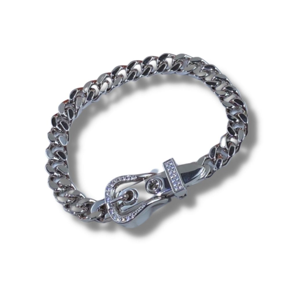 Hermes Gourmette Beaded Bracelet Silver For Women