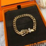 Hermes Gourmette Beaded Bracelet Gold For Women