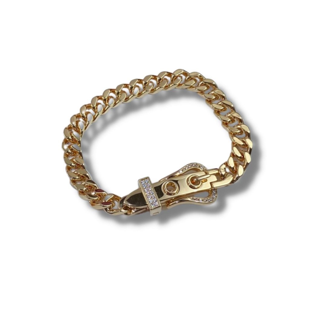 Hermes Gourmette Beaded Bracelet Gold For Women