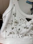 Dior Bead Flower Short-Cut Vest White For Women