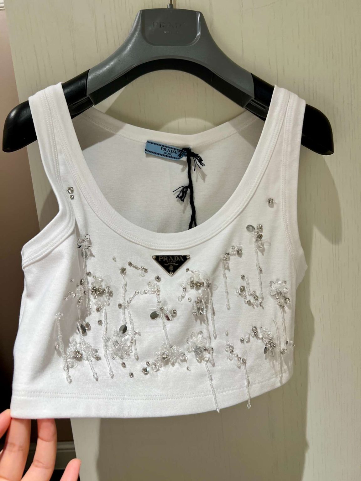 Dior Bead Flower Short-Cut Vest White For Women