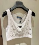 Dior Bead Flower Short-Cut Vest White For Women