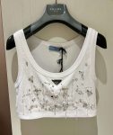 Dior Bead Flower Short-Cut Vest White For Women