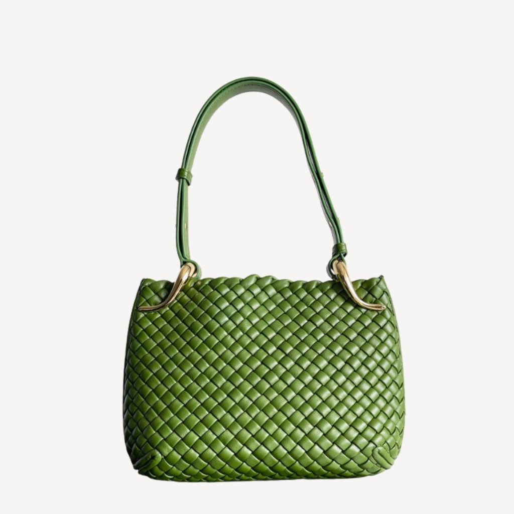 Bottega Veneta Small Clicker Shoulder Bag Cream/Green For Women 27cm / 10.6in 730968V01D13150