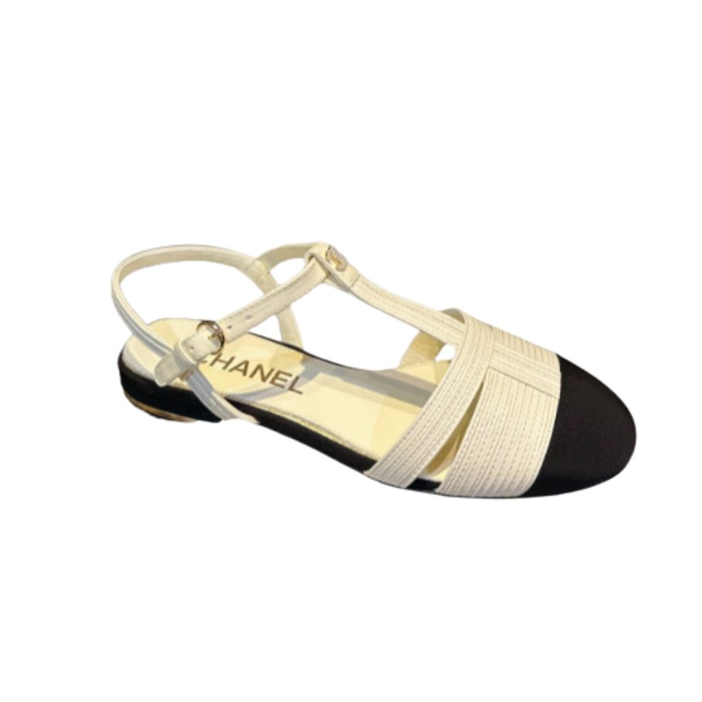 Chanel Braided Flat Sandals White For Women