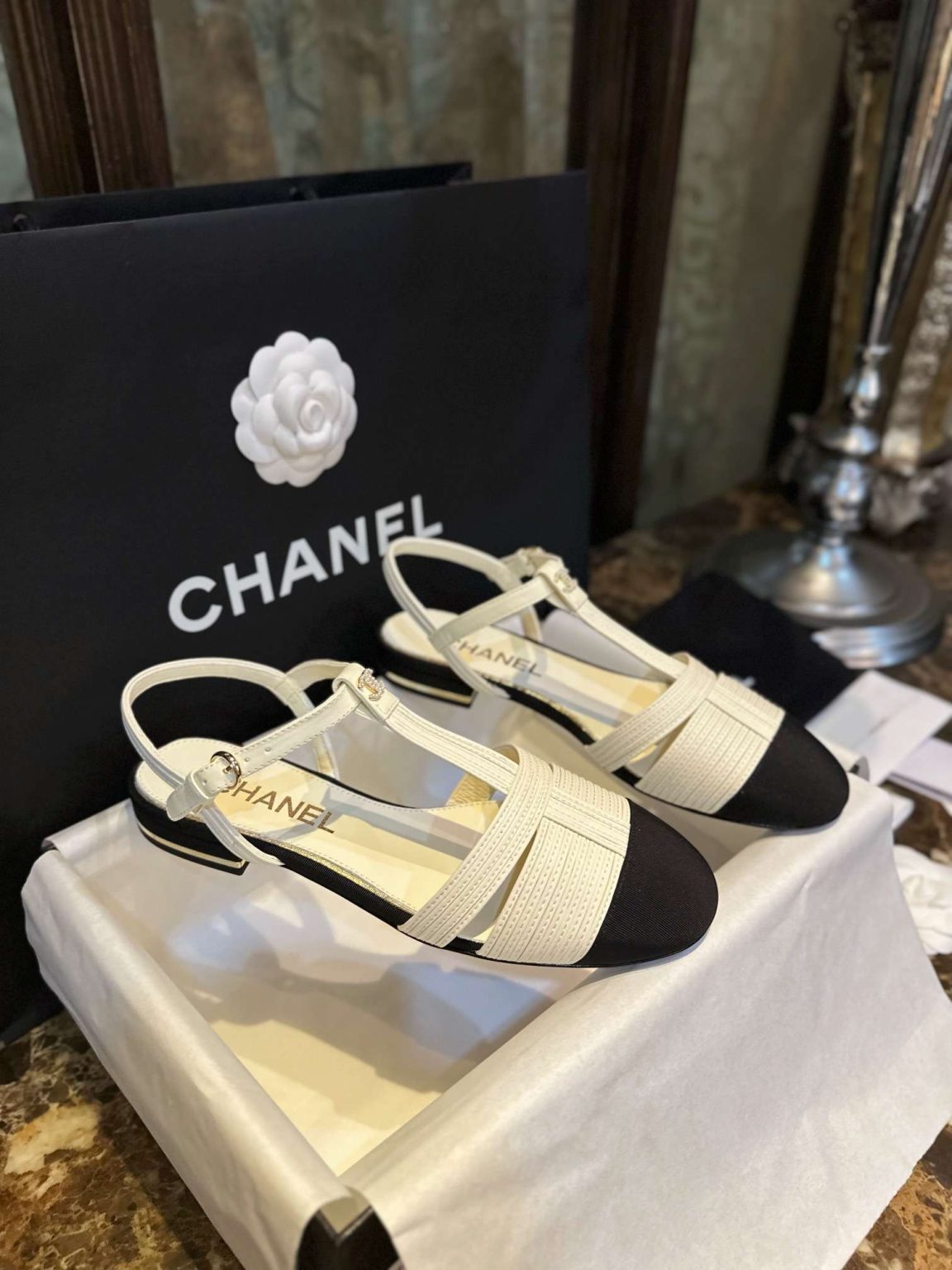 Chanel Braided Flat Sandals White For Women