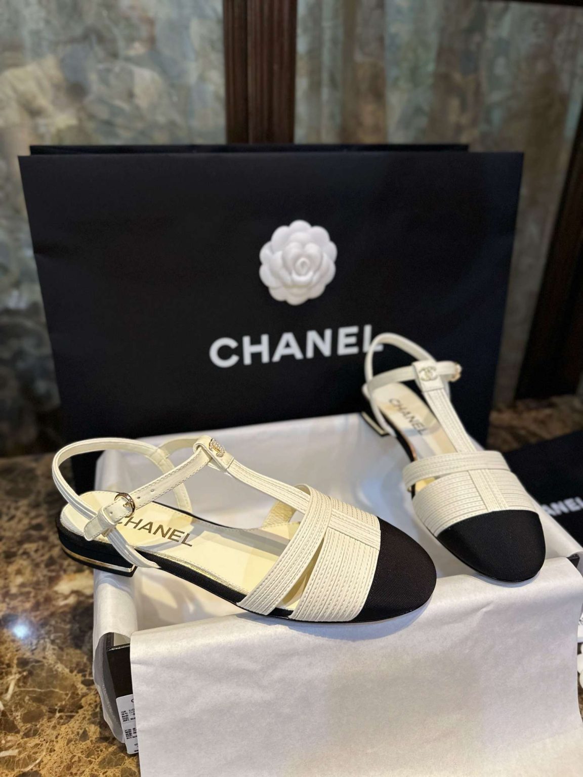 Chanel Braided Flat Sandals White For Women