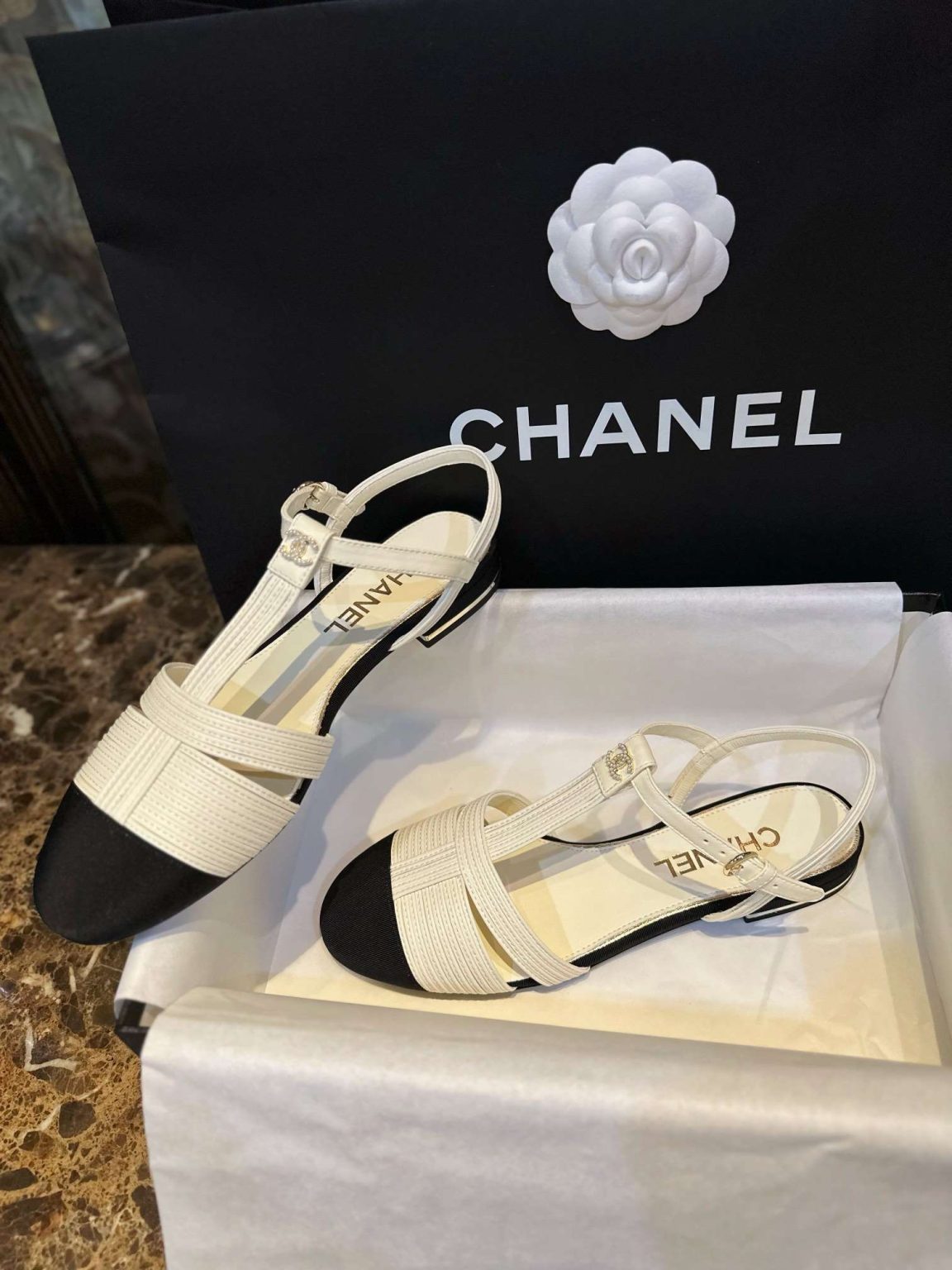 Chanel Braided Flat Sandals White For Women