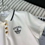 Chanel Breasted Lapel Top + High Waisted Pleated Skirt White For Women