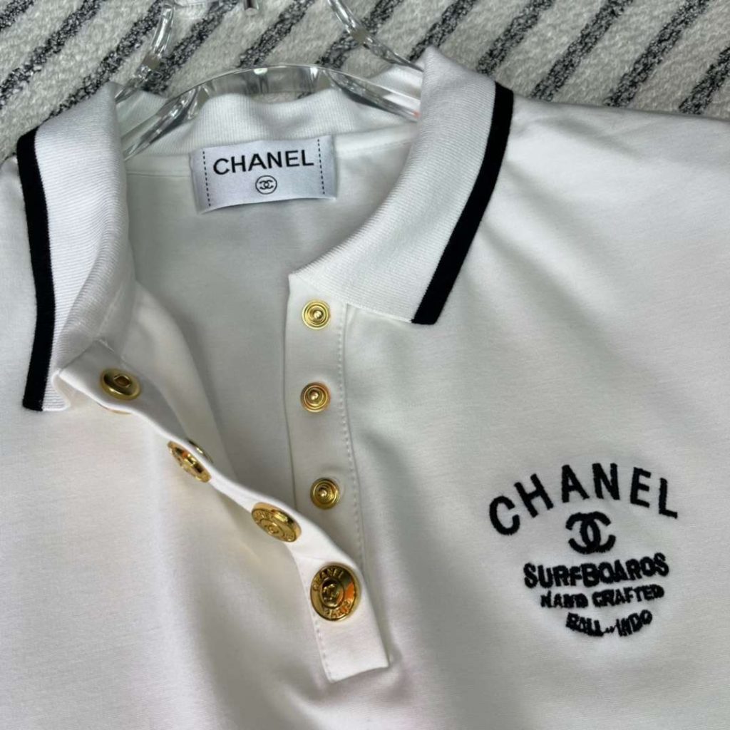 Chanel Breasted Lapel Top + High Waisted Pleated Skirt White For Women