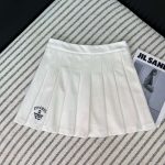 Chanel Breasted Lapel Top + High Waisted Pleated Skirt White For Women