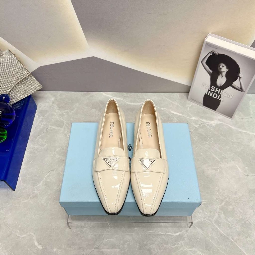 Prada Patent Loafers White For Women