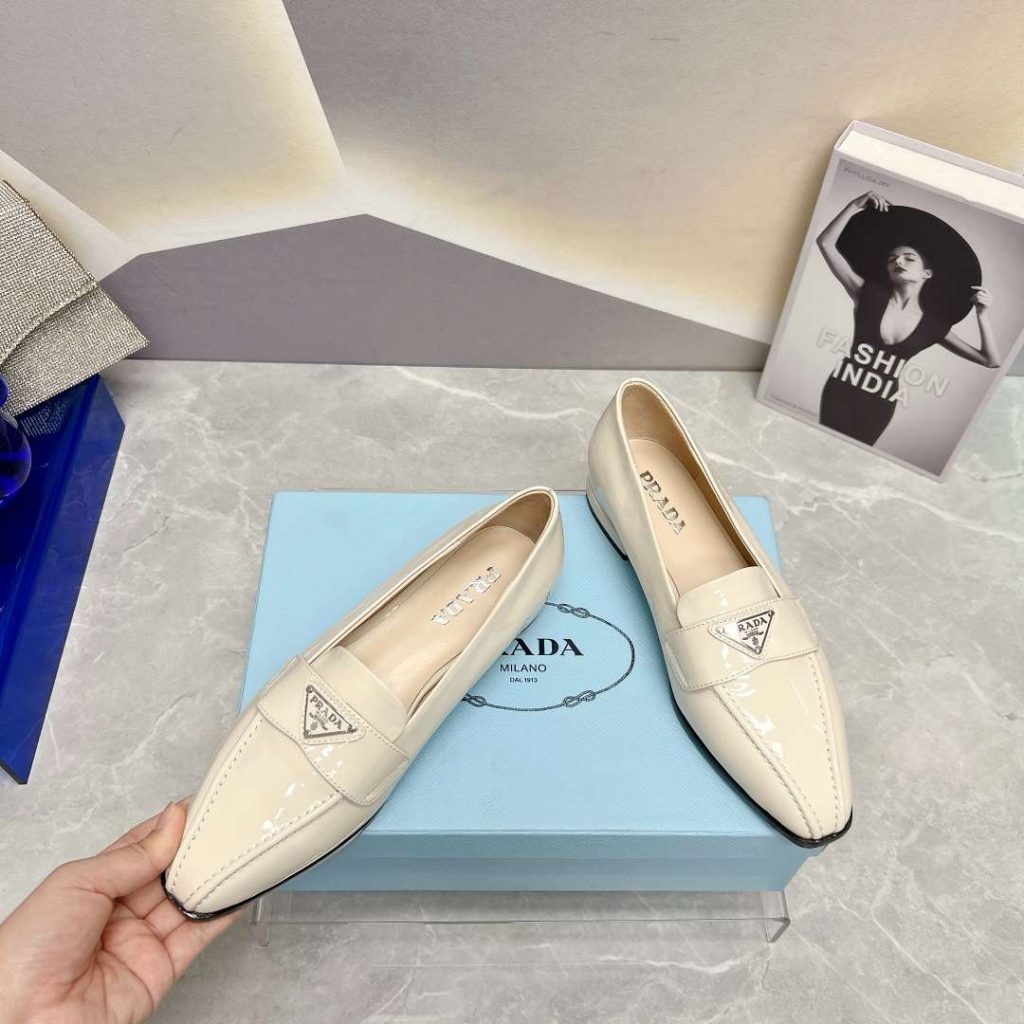 Prada Patent Loafers White For Women