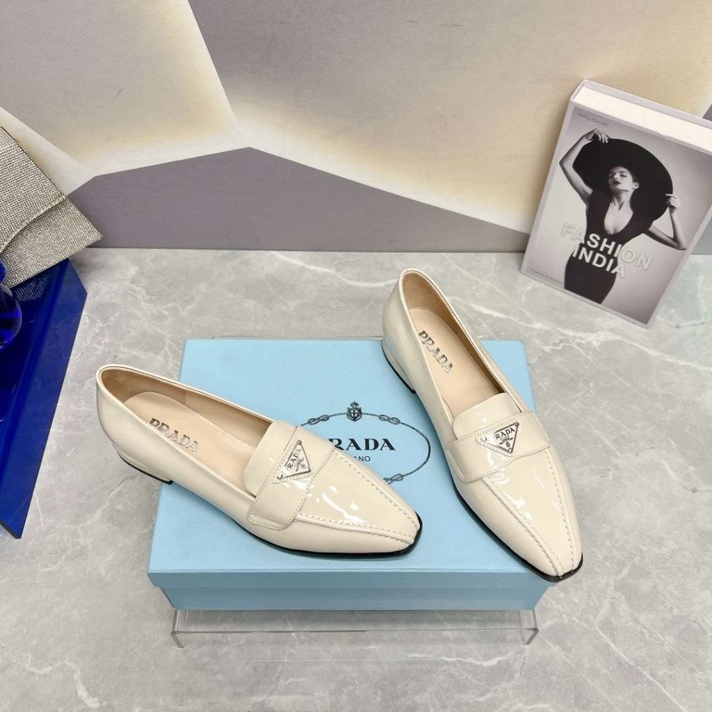 Prada Patent Loafers White For Women