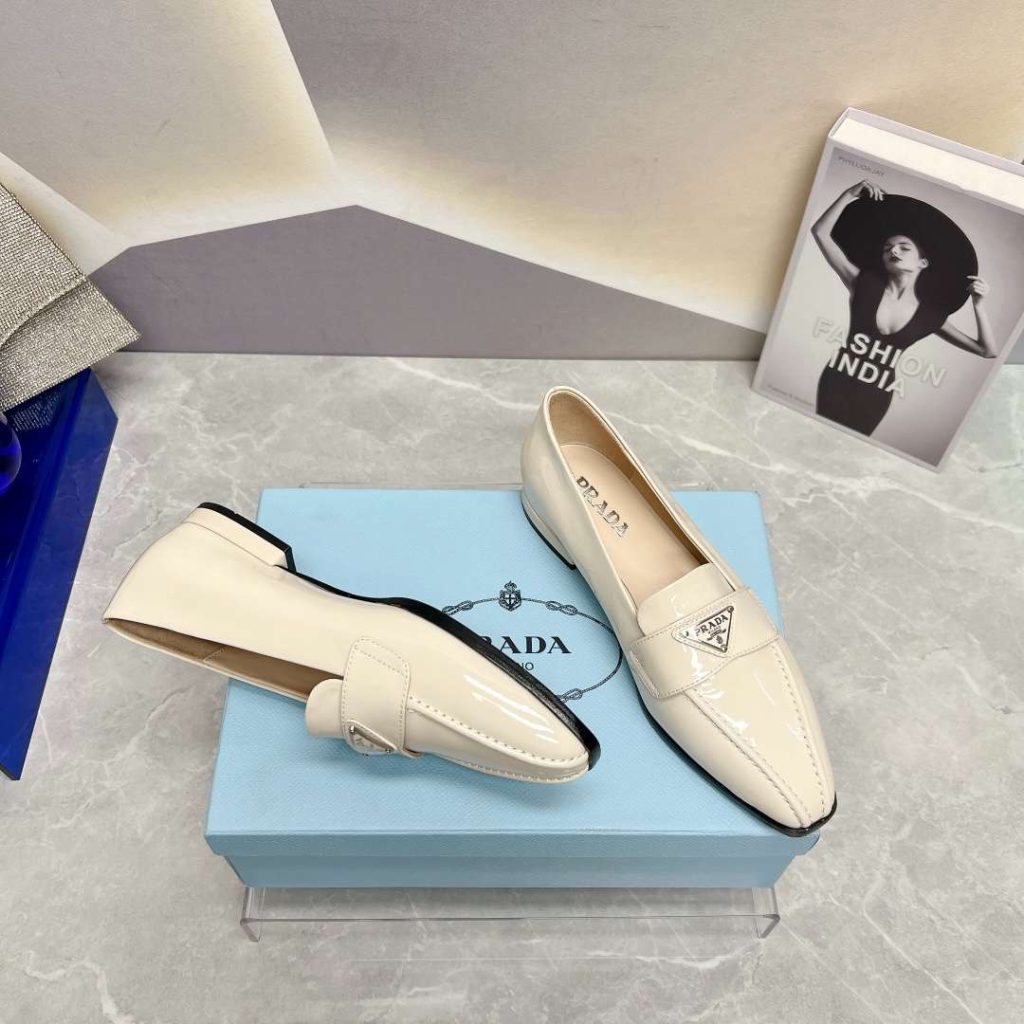 Prada Patent Loafers White For Women