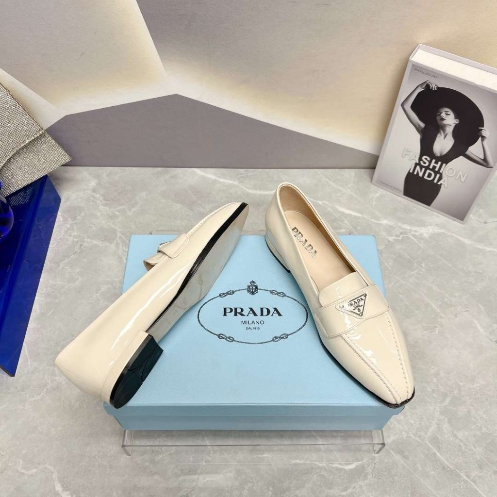 Prada Patent Loafers White For Women