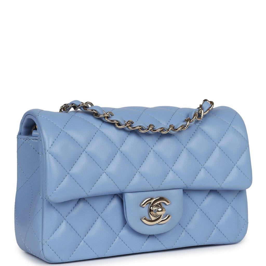 [True-to-ORIGINAL] Chanel Mini Flap Bag Light Blue For Women 7.5in/19cm