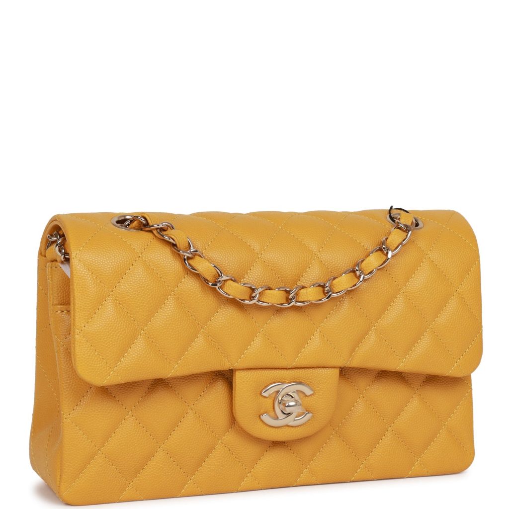 [True-to-ORIGINAL] Chanel Small Classic Double Flap Yellow For Women 9in/23cm