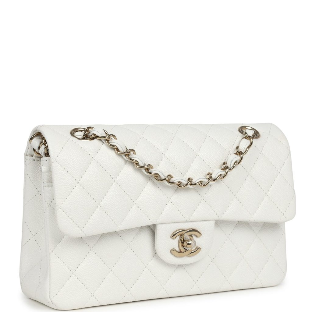 [True-to-ORIGINAL] Chanel Small Classic Double Flap White For Women 9in/23cm