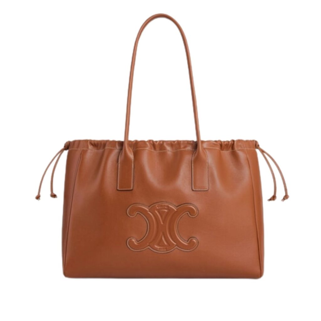 Celine Cabas Drawstring Cuir Triomphe Brown For Women 44cm / 17in 199973DU3.04LU