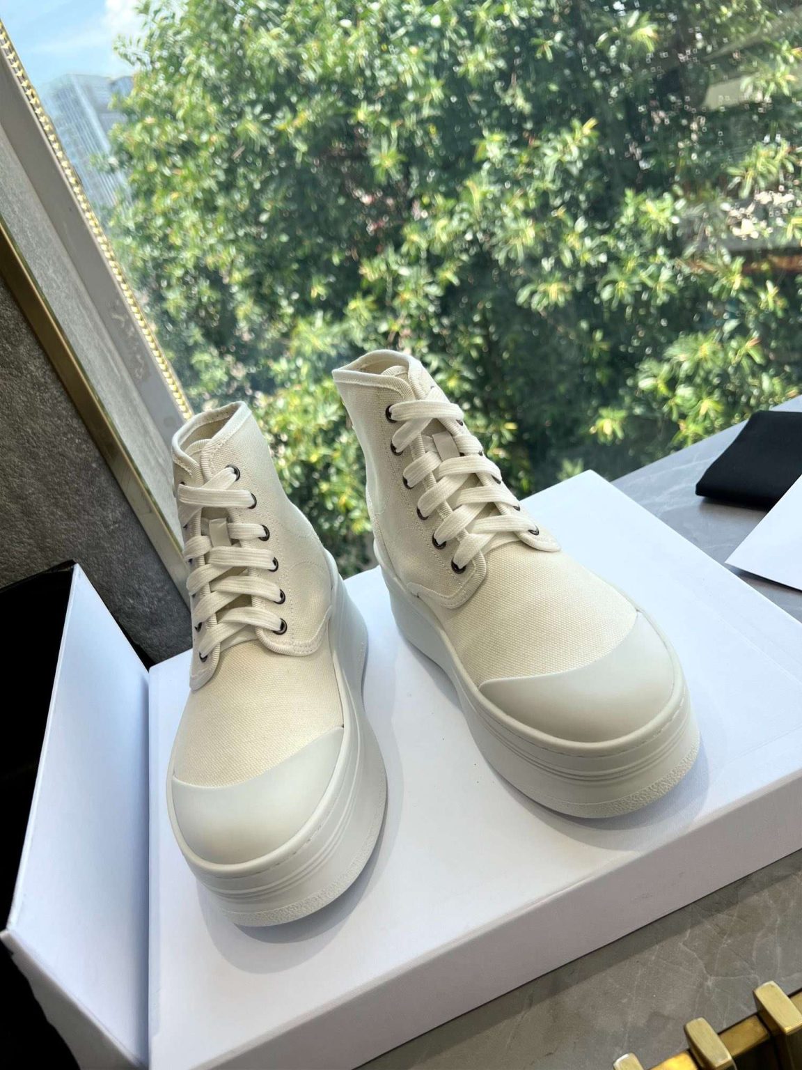 Celine Bulky Laced Up Boot White For Women