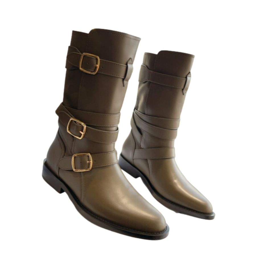 Celine Lyra Triple Buckles Boot Green Khaki For Women