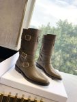 Celine Lyra Triple Buckles Boot Green Khaki For Women