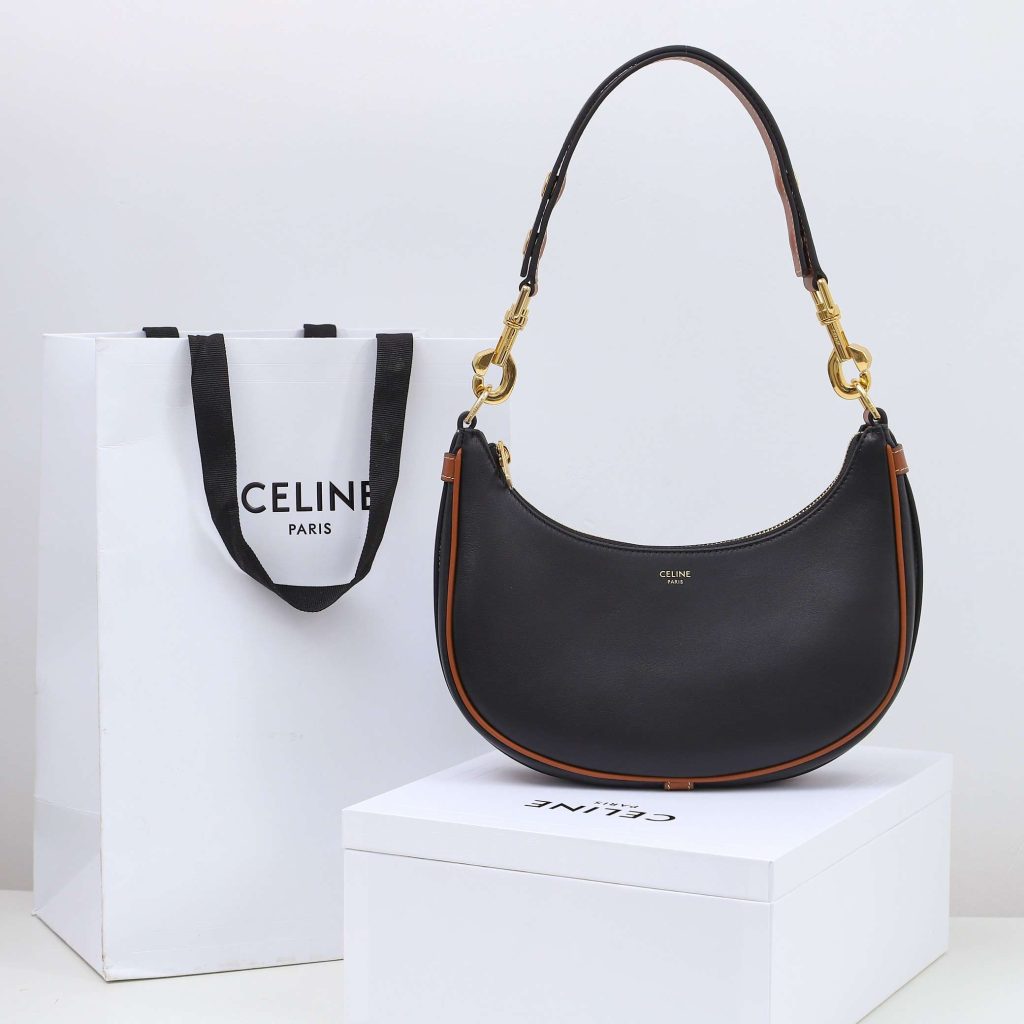 Celine Medium Strap Ava Bag Black/Brown For Women 9.1in/23cm