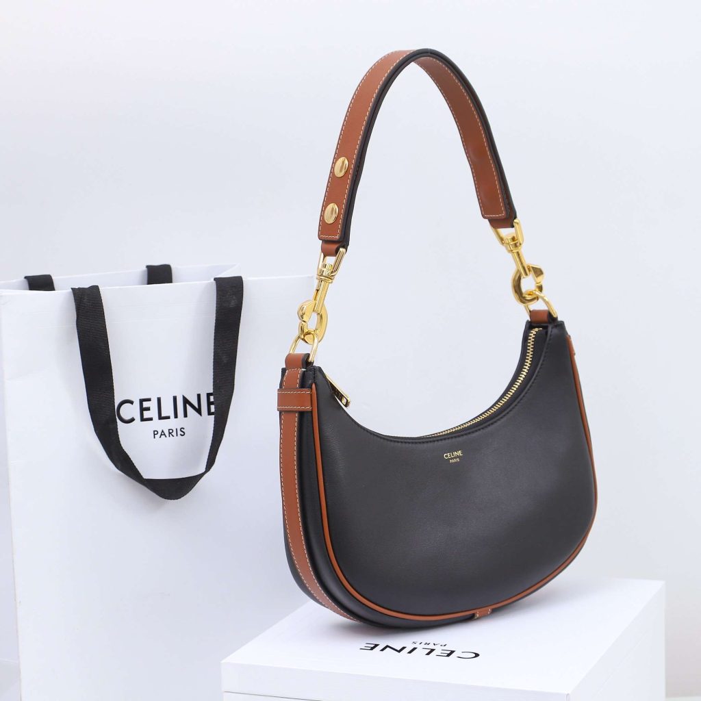 Celine Medium Strap Ava Bag Black/Brown For Women 9.1in/23cm