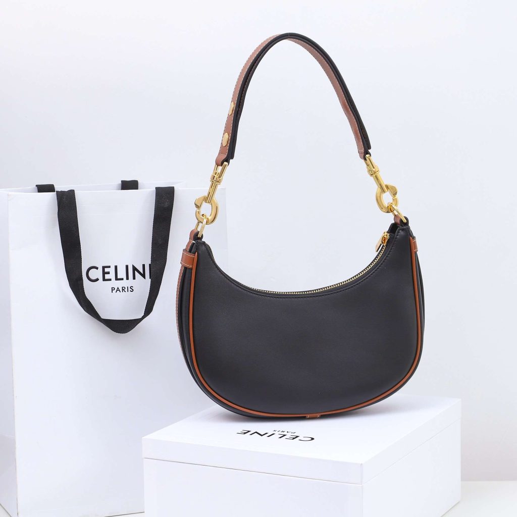 Celine Medium Strap Ava Bag Black/Brown For Women 9.1in/23cm