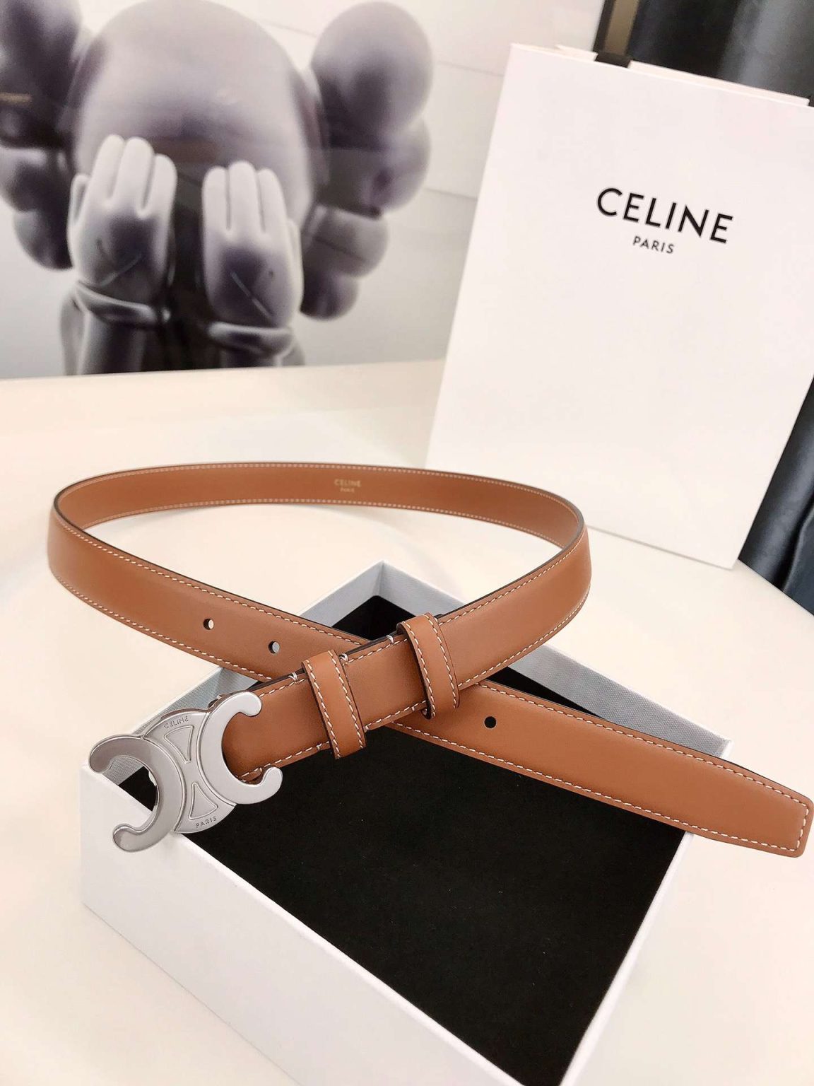 Celine Triomphe Belt Brown For Women