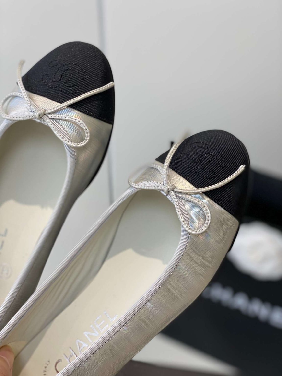 Chanel Ballet Flats Silver For Women